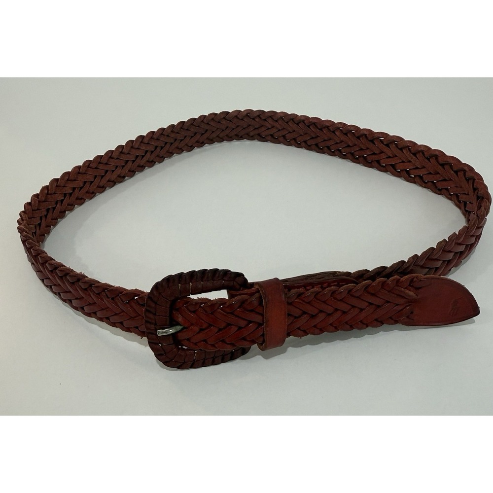 VTG Polo Ralph Lauren Women's Braided Red Leather Belt England Size 1X32.5